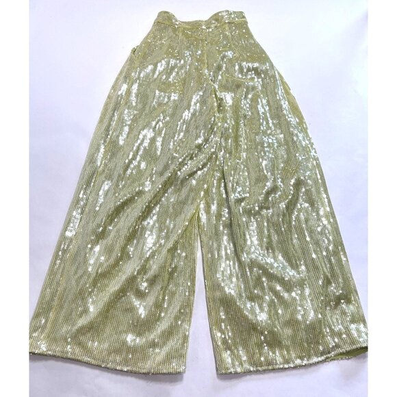 ASOS Edition Wide Leg Sequin Pants in Green - Picture 3 of 4